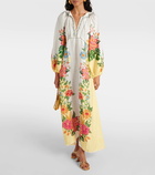 Farm Rio Bloom Garden embroidered linen maxi dress