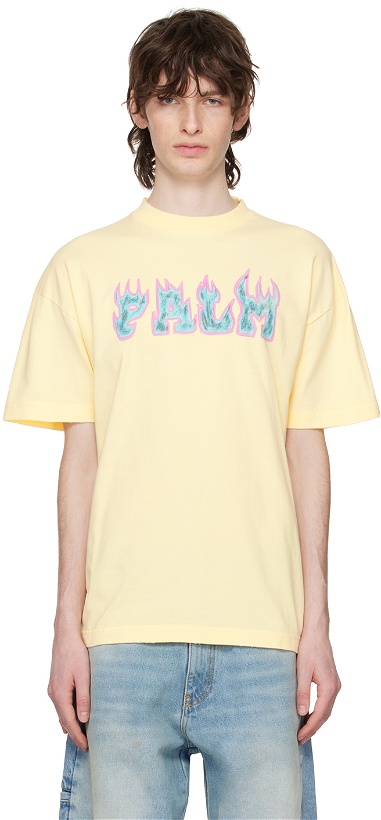 Photo: Palm Angels Yellow Flames Vint T-Shirt