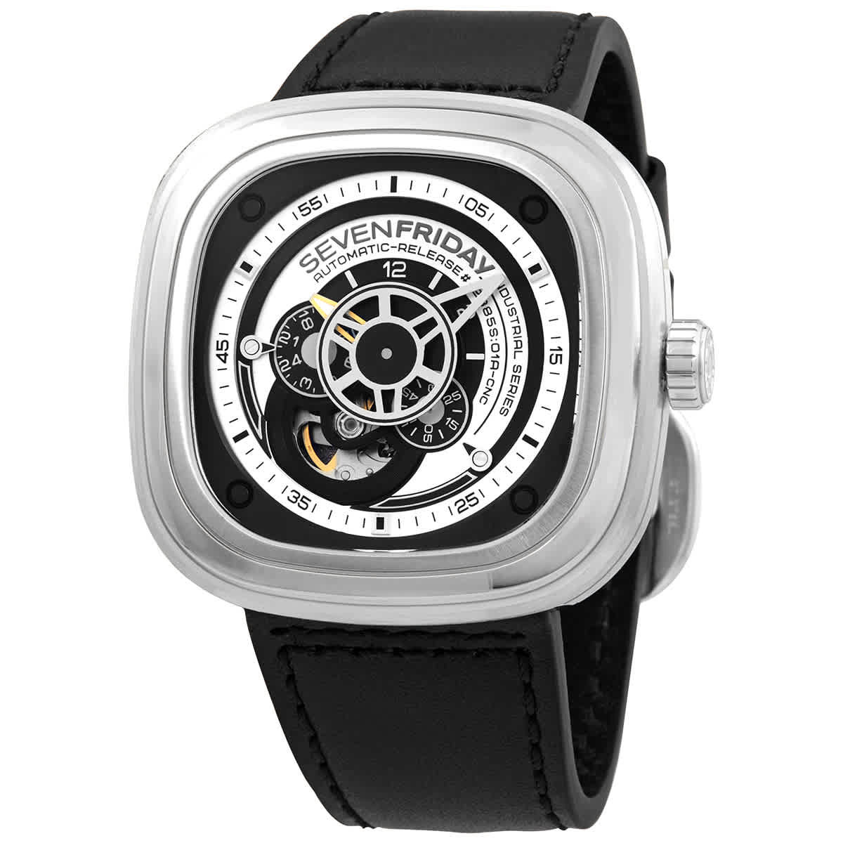 Sevenfriday Automatic Black Leather Band Mens Watch P1B/01
