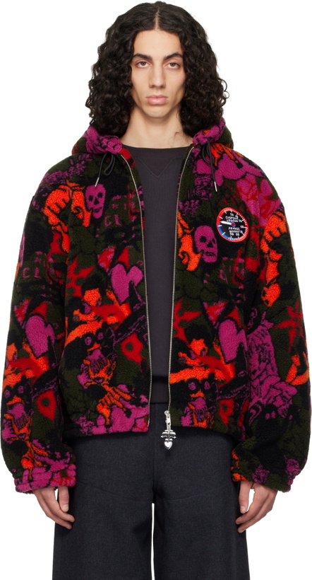 Photo: Chopova Lowena Black Engine Party Oversized Hooded Fleece Jacket