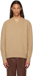 Róhe Beige Relaxed V-Neck Sweater