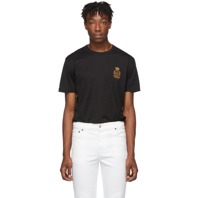 Photo: Dolce and Gabbana Black French Wire Crest T-Shirt