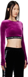 Versace Jeans Couture Burgundy Cropped Long Sleeve T-Shirt