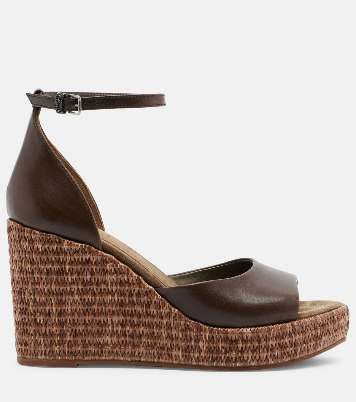 Brunello Cucinelli Monili leather espadrille wedges