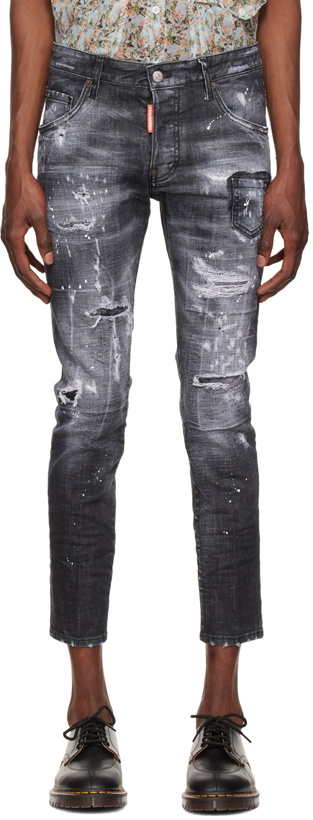 Photo: Dsquared2 Black Ripped Wash Skater Jeans