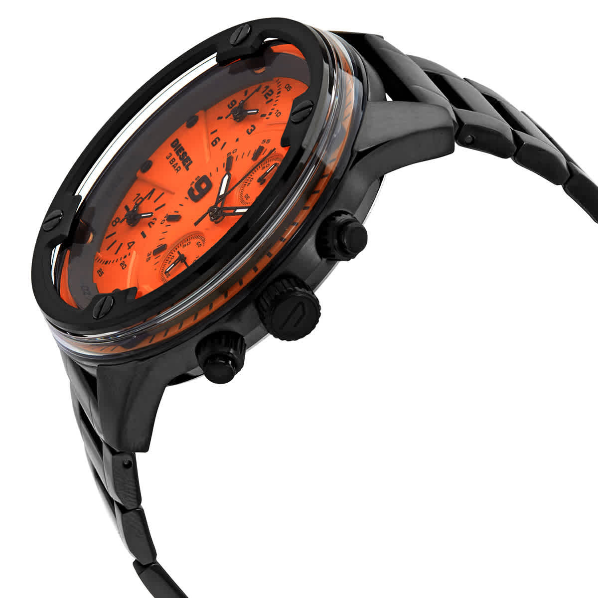 Diesel Boltdown Chronograph Quartz Orange Dial Mens Watch DZ7432