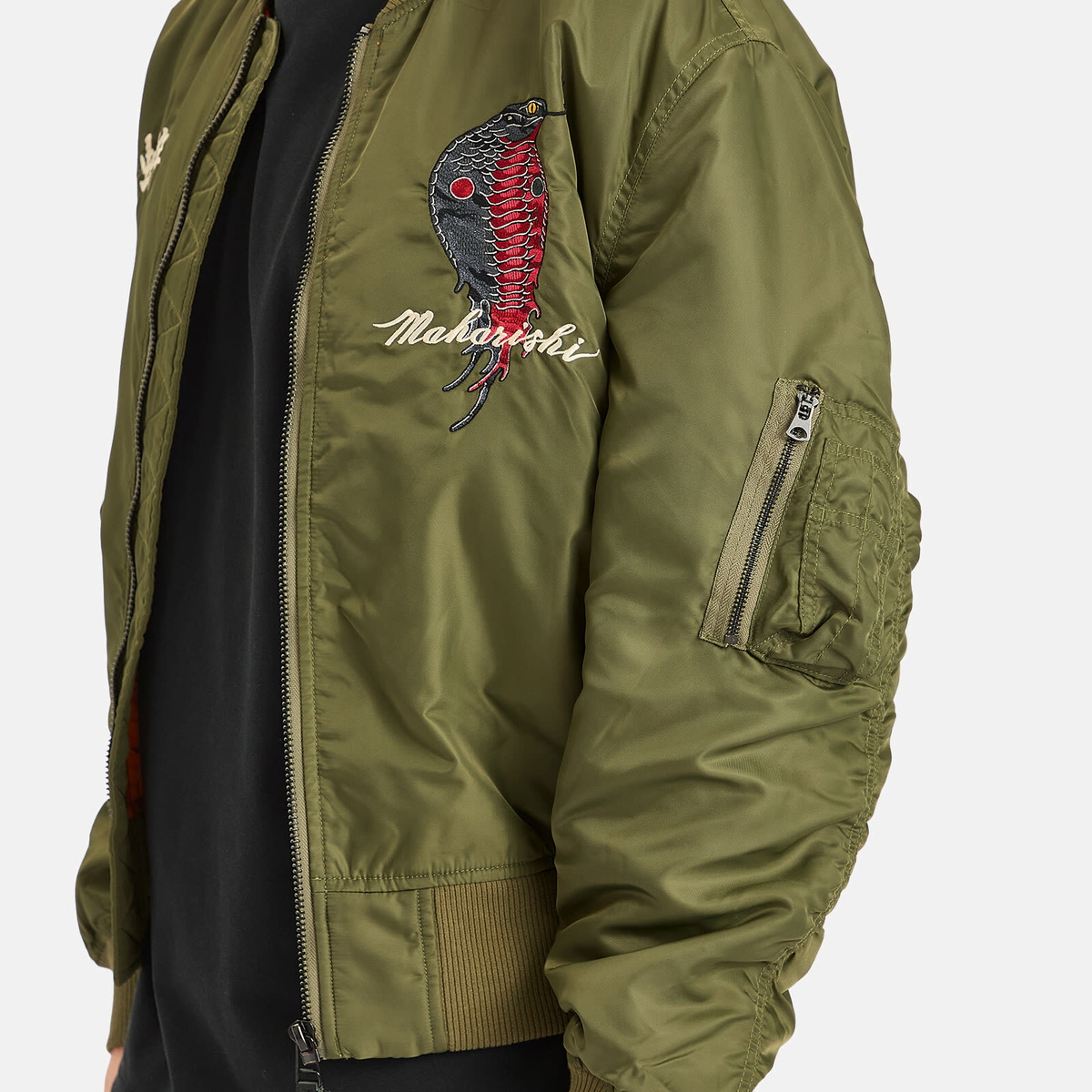 Maharishi Men's Year Of The Snake MA-1 Flight Jacket in Olive