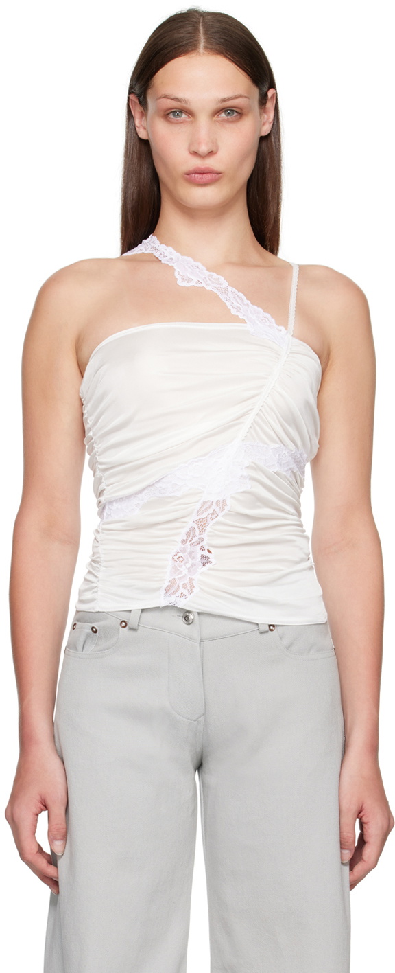 VAILLANT White Ruched Tank Top