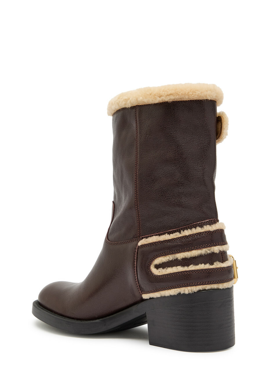 Chloe Dakota Leather and Shearling Mid-calf Boots Brown