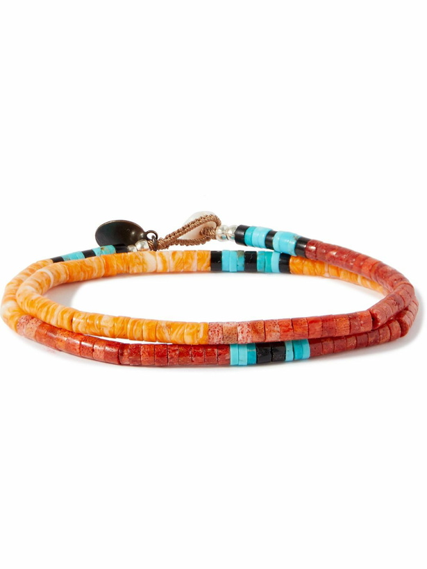 Photo: Mikia - Heishi Multi-Stone, Cord and Silver Double-Wrap Bracelet