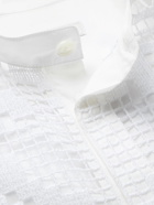 VALENTINO - Grandad-Collar Macramé and Cotton-Poplin Shirt - White