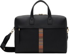 Paul Smith Black Leather 'Signature Stripe' Trim Folio Briefcase