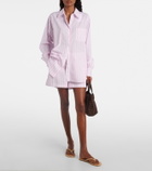 Hunza G Embroidered striped cotton poplin shorts