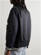 Valentino - Oversized Studded Nylon Bomber Jacket - Blue