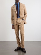 Brunello Cucinelli - Straight-Leg Pleated Cotton-Blend Corduroy Trousers - Brown