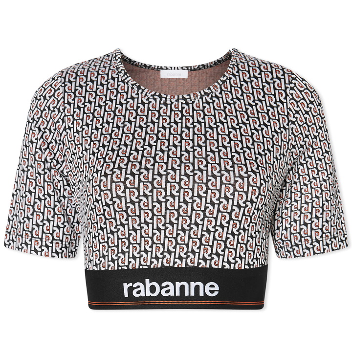 Photo: Paco Rabanne Women's All Over Logo Crop Vest in Monogram Noir