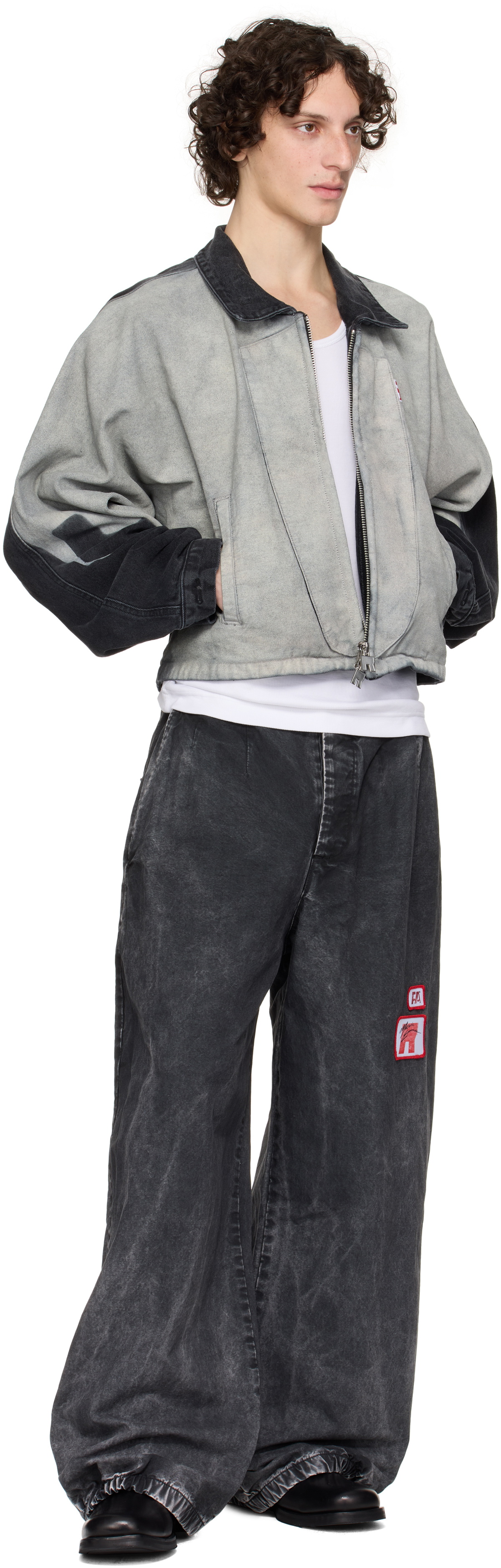 Rivington Roi Rebis Gray & Black Father Agency Trucker Denim Jacket