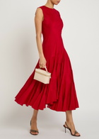 Tory Burch Asymmetric Cotton-blend Midi Dress Red