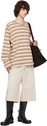 Solid Homme Brown & Off-White Striped Long Sleeve T-shirt
