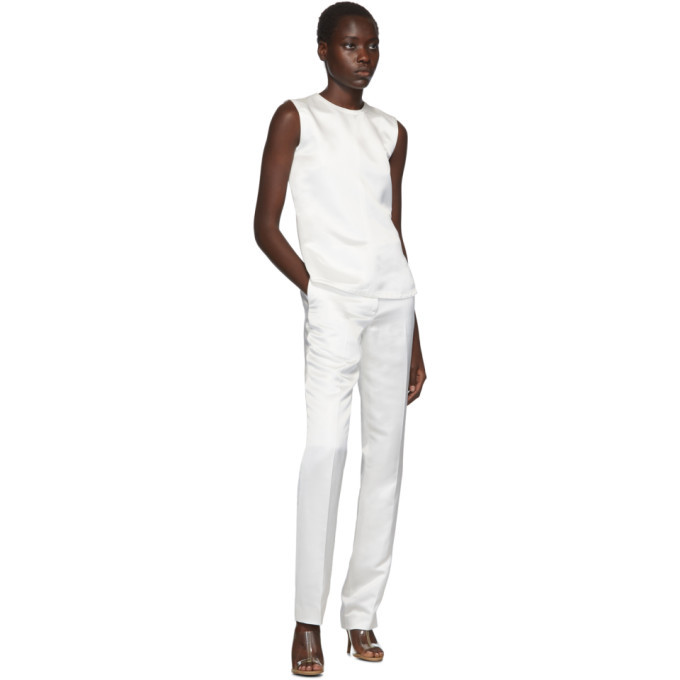 Helmut Lang White Satin Open-Back Tank Top Helmut Lang