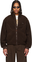 Dime Brown Polar Fleece Sherpa Zip Jacket