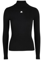 Courrèges Reedition Logo Ribbed-knit Jumper Black