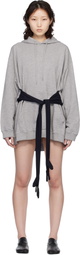 MM6 Maison Margiela Gray Hooded Glove Sweatshirt Minidress