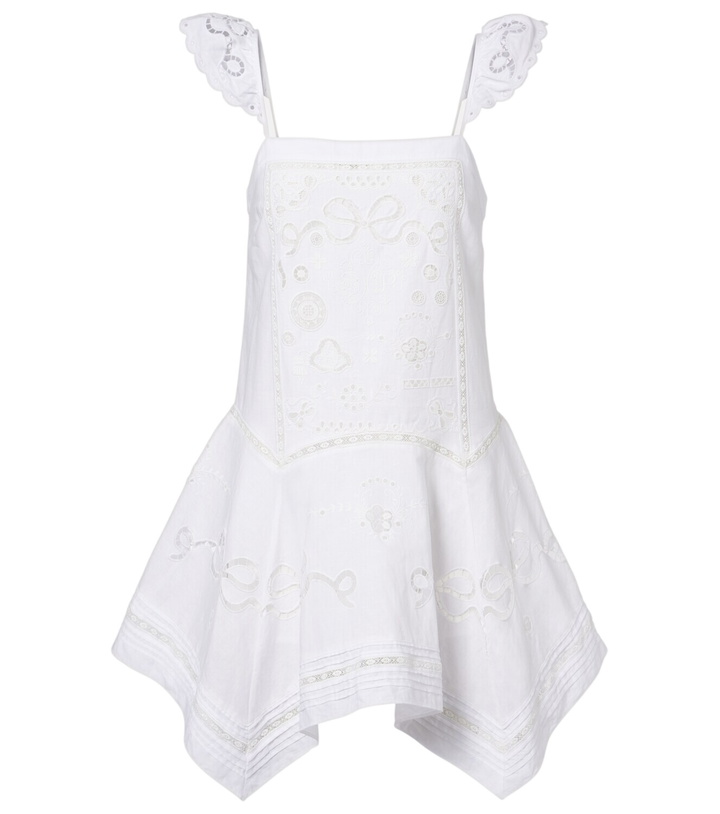 Photo: Self-Portrait Embroidered linen and cotton poplin minidress