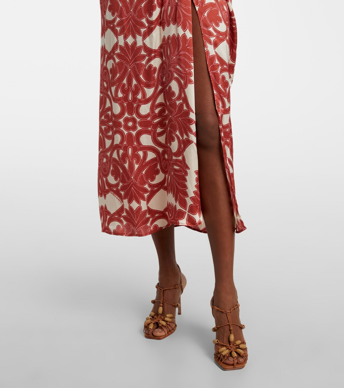 Poupette St Barth Collina printed satin midi dress