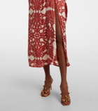Poupette St Barth Collina printed satin midi dress