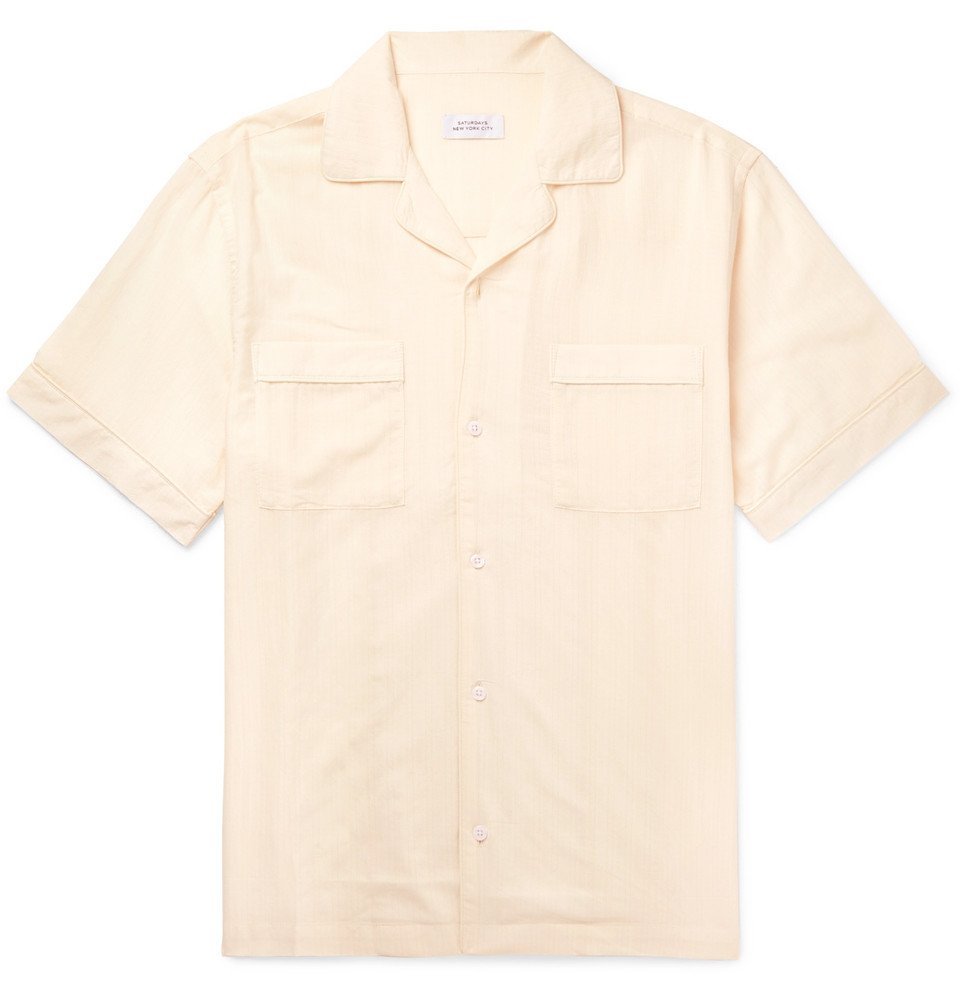 Saturdays NYC - Camp Collar Herringbone Gauze Shirt - Ivory Saturdays NYC