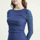 Peachy Den Women's Elise Stripe Long Sleeve Top in Navy Stripe