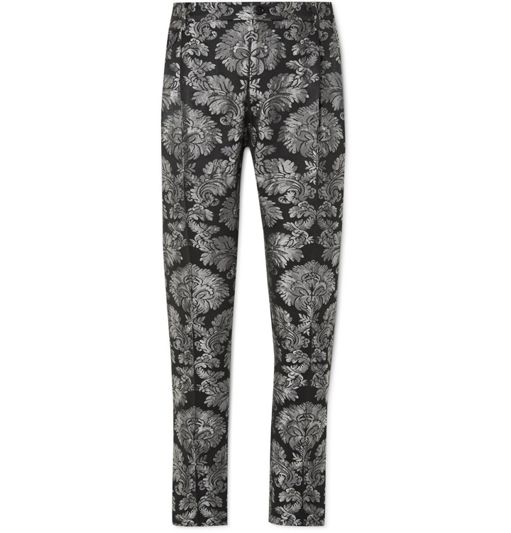 Photo: Dolce & Gabbana - Tapered Brocade Trousers - Silver