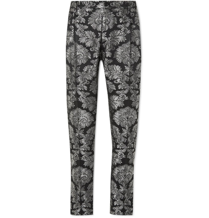 Photo: Dolce & Gabbana - Tapered Brocade Trousers - Silver