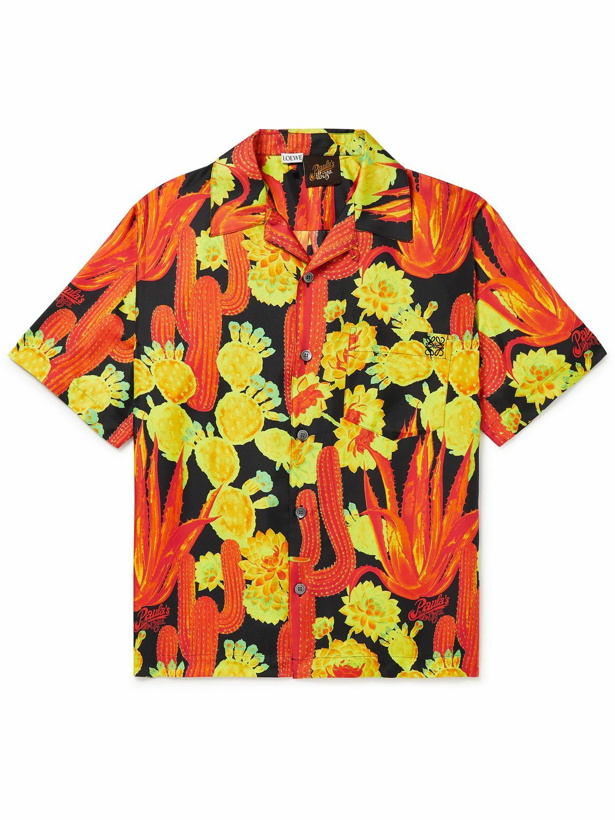 Photo: Loewe - Paula's Ibiza Convertible-Collar Printed Silk-Twill Shirt - Orange