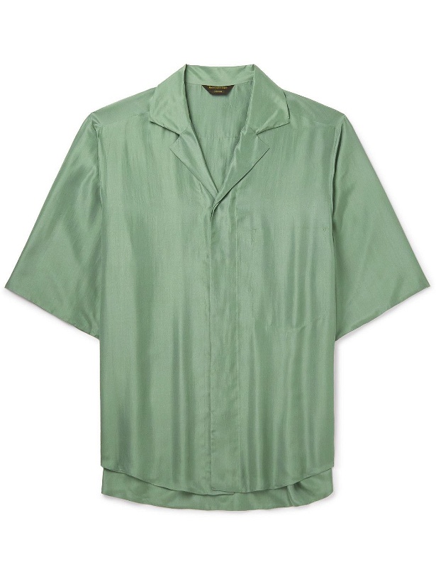 Photo: Zegna - Oversized Camp-Collar Silk Shirt - Green