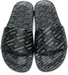 Versace Black Greca Print Slides