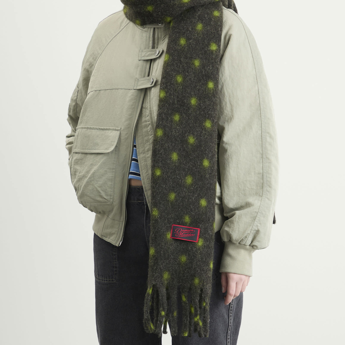 Damson Madder Women's DM Fluffy Scarf in Charcoal 