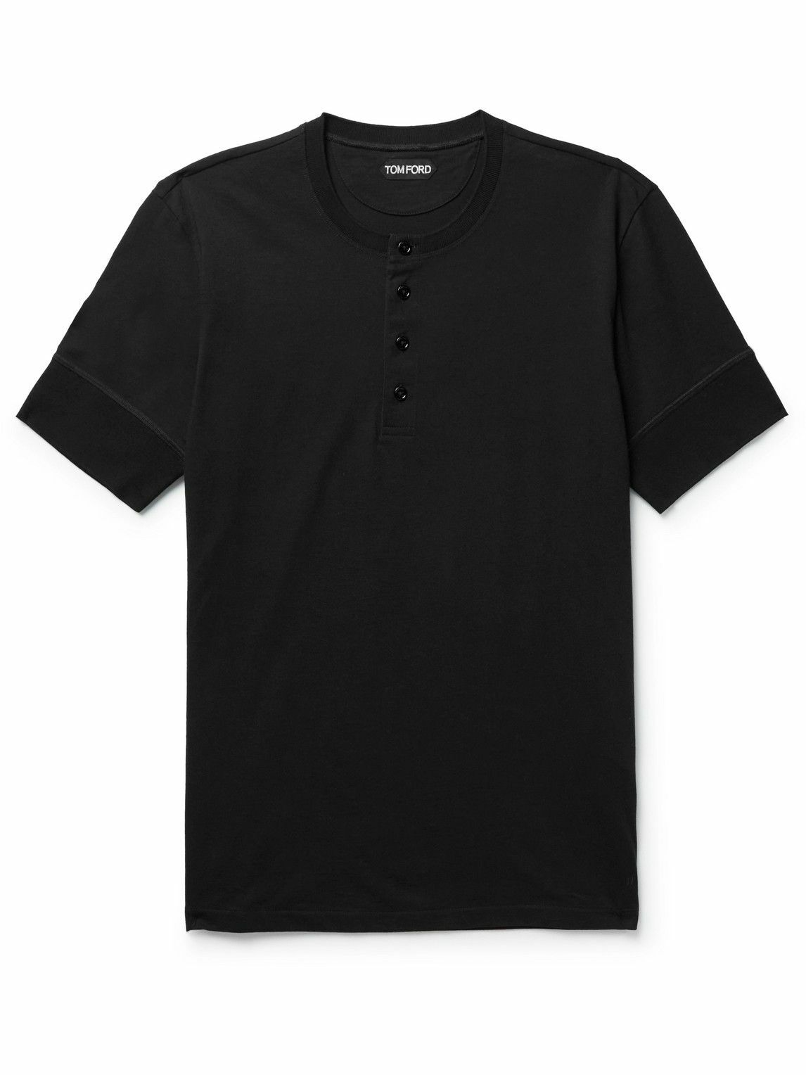 TOM FORD - Slim-Fit Cotton-Jersey Henley T-Shirt - Black TOM FORD