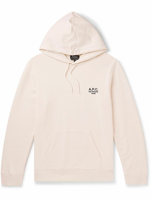 Photo: A.P.C. - Marvin Logo-Embroidered Cotton-Jersey Hoodie - White
