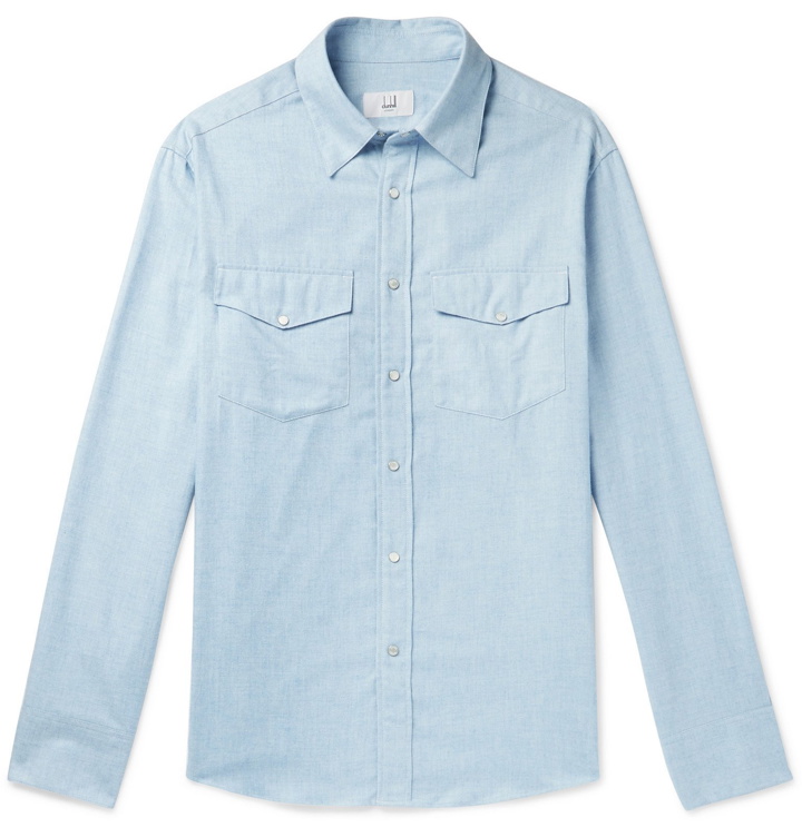 Photo: Dunhill - Cotton and Cashmere-Blend Western Shirt - Blue