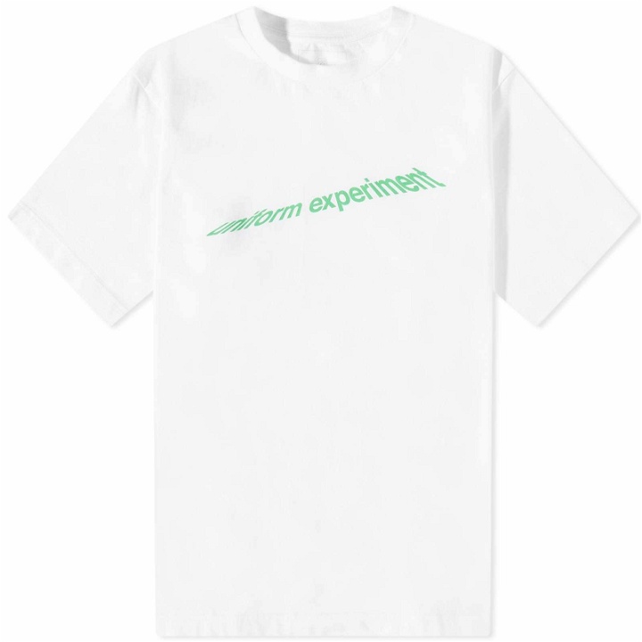 Photo: Uniform Experiment Men's Authentic Wrap Logo T-Shirt in White
