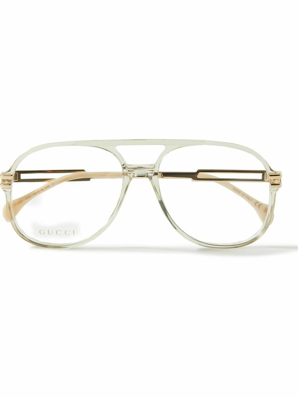 Photo: Gucci Eyewear - Aviator-Style Acetate and Gold-Tone Optical Glasses