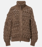 Brunello Cucinelli Open-knit sequined mohair and wool-blend cardigan