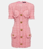 Balmain Cotton-blend tweed bustier dress