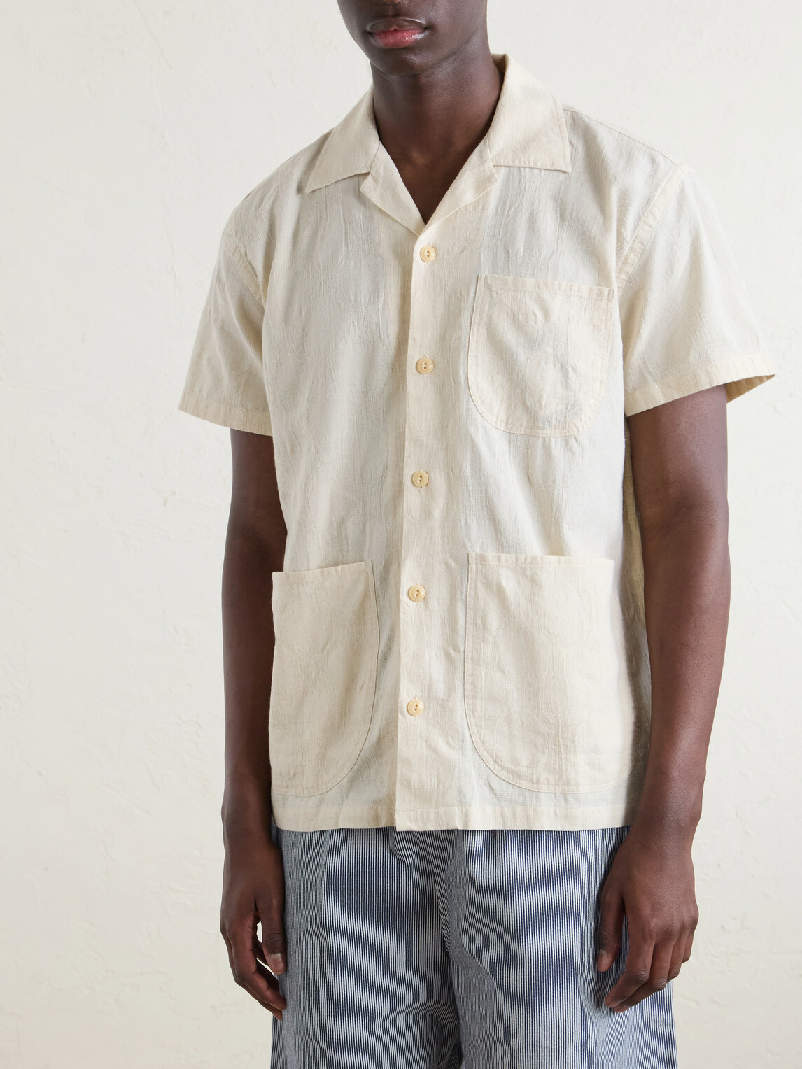 Drake's - Camp-Collar Linen Shirt - Neutrals
