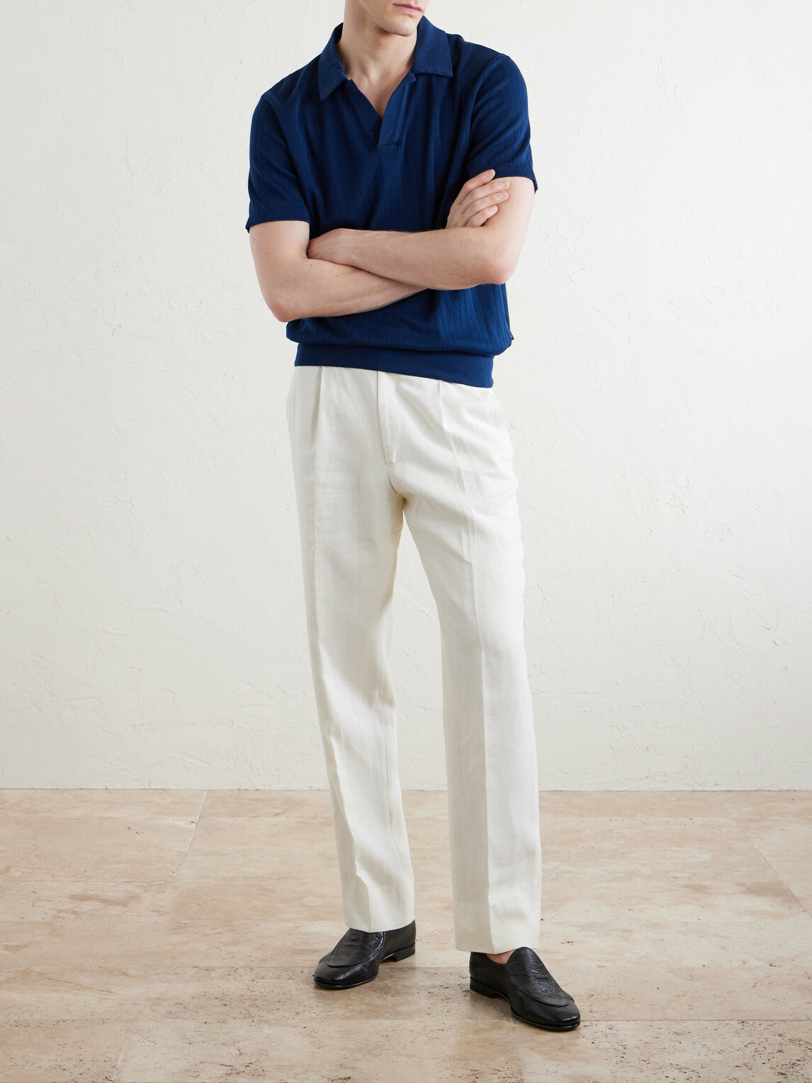 Oliver Spencer - Westcott Open-Collar Organic Cotton Polo Shirt - Blue