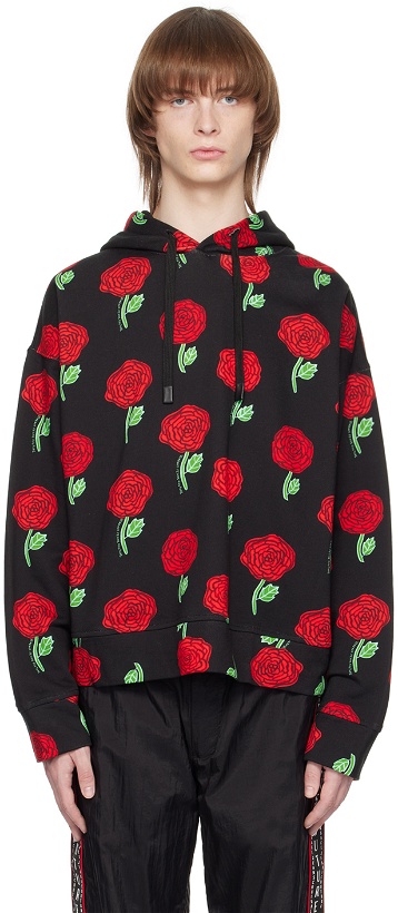 Photo: Versace Jeans Couture Black Rose Print Hoodie