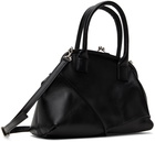 Y's Black Semi-Gloss Leather Polyhedral Bag