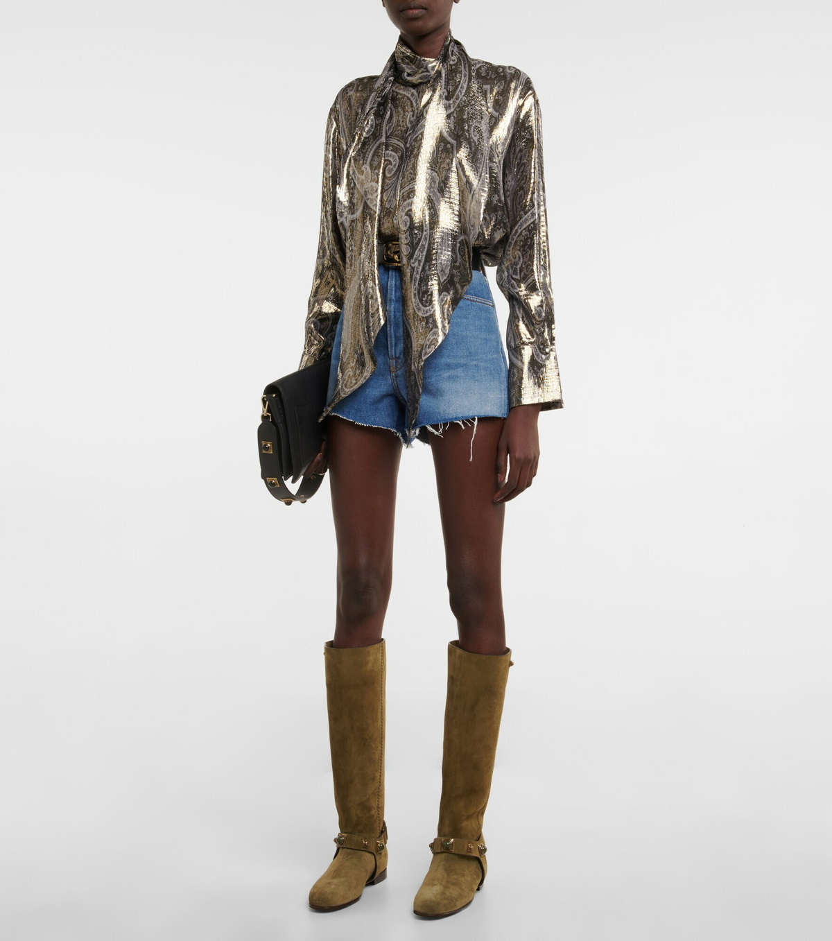Etro Two-Tone Leather and Suede Boots Embroidered Suede Pony Bag – Gorsuch main image 3